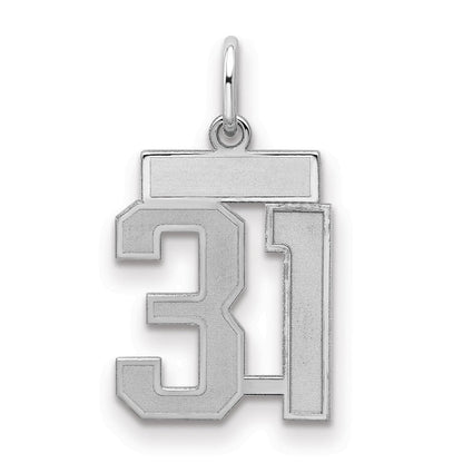 Sterlingsilber Silber/rhodiniert Satiniert Zahl 31 Charm