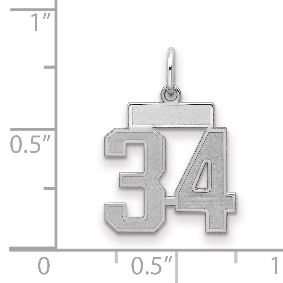 Sterlingsilber Silber/rhodiniert Satiniert Zahl 34 Charm