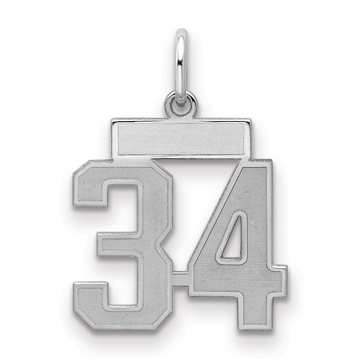 Sterlingsilber Silber/rhodiniert Satiniert Zahl 34 Charm