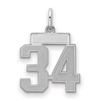 Sterlingsilber Silber/rhodiniert Satiniert Zahl 34 Charm