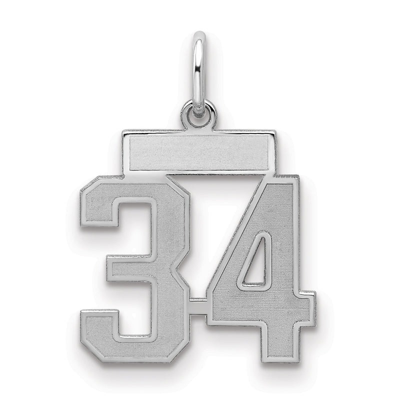 Sterlingsilber Silber/rhodiniert Satiniert Zahl 34 Charm