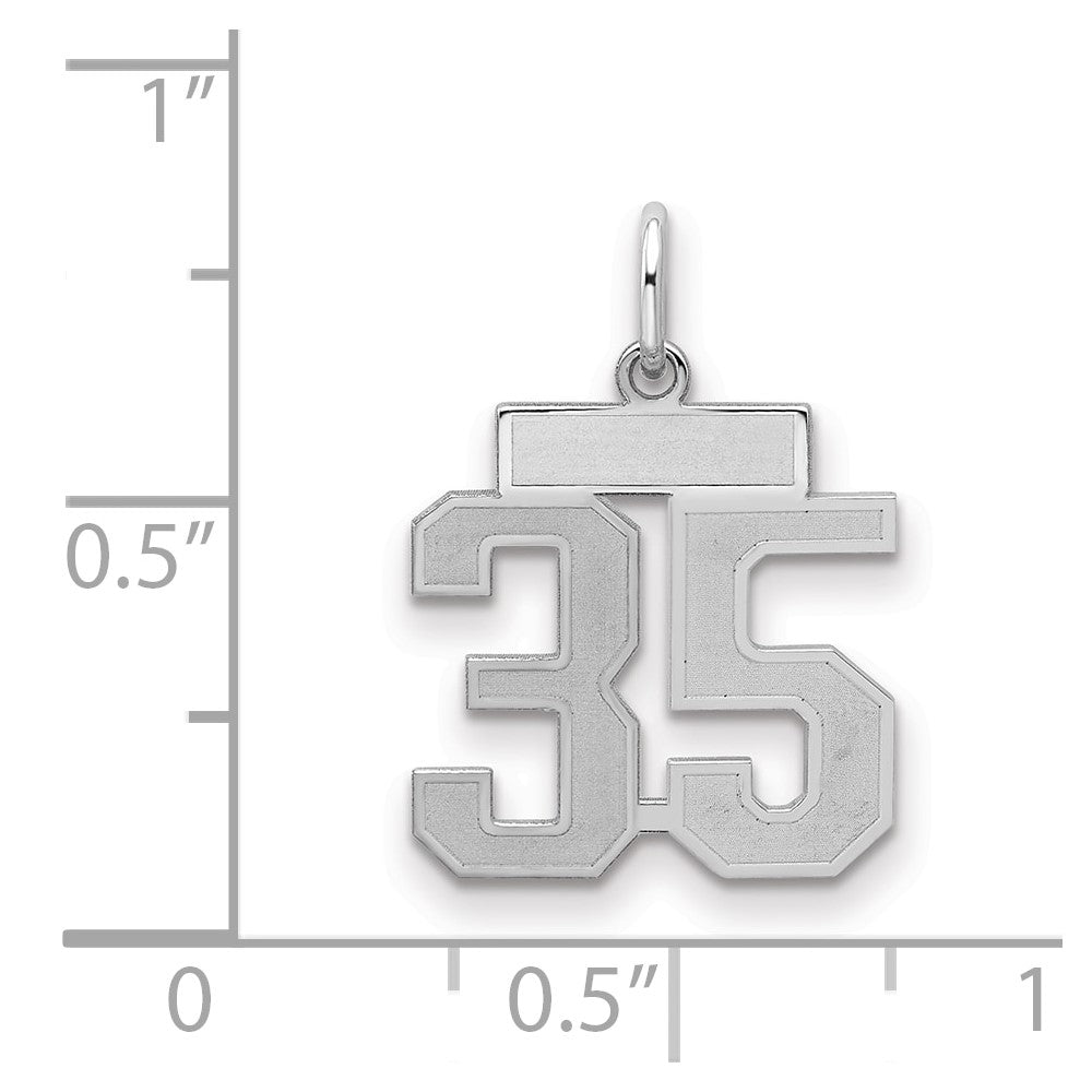 Sterlingsilber Silber/rhodiniert Satiniert Zahl 35 Charm