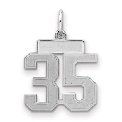 Sterlingsilber Silber/rhodiniert Satiniert Zahl 35 Charm