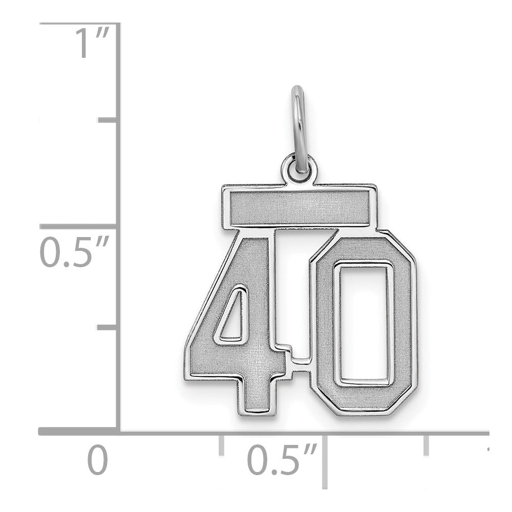 Sterlingsilber Silber/rhodiniert Satiniert Zahl 40 Charm
