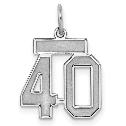 Sterlingsilber Silber/rhodiniert Satiniert Zahl 40 Charm