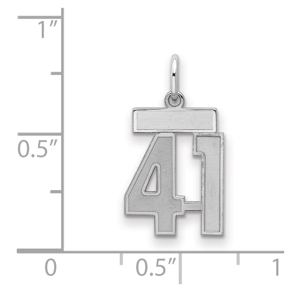Sterlingsilber Silber/rhodiniert Satiniert Zahl 41 Charm