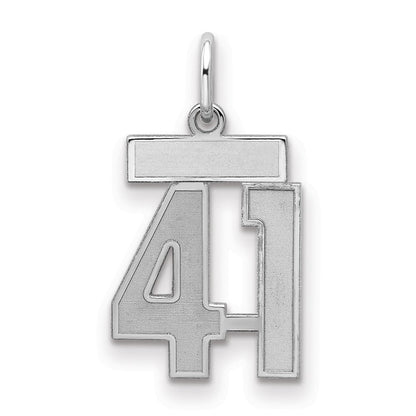 Sterlingsilber Silber/rhodiniert Satiniert Zahl 41 Charm
