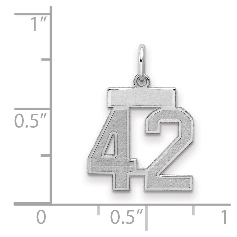 Sterlingsilber Silber/rhodiniert Satiniert Zahl 42 Charm