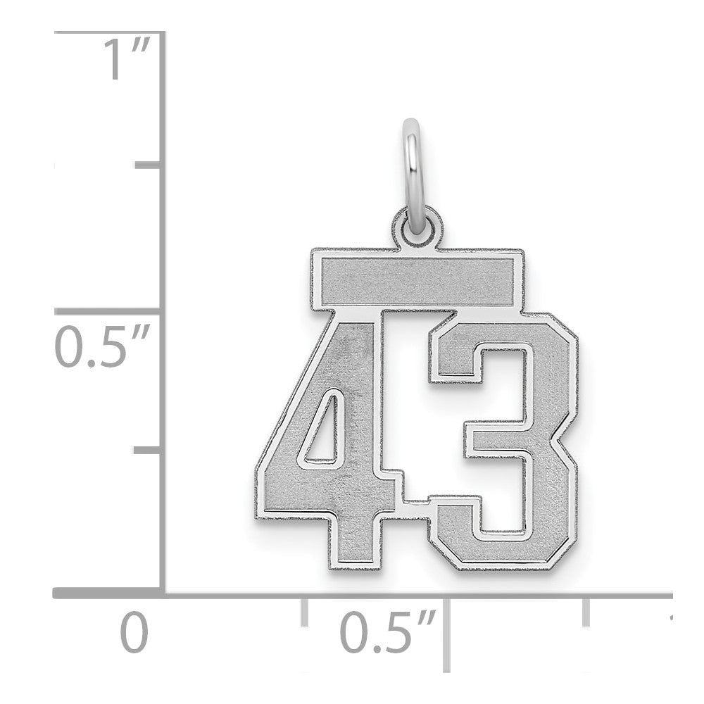 Sterlingsilber Silber/rhodiniert Satiniert Zahl 43 Charm