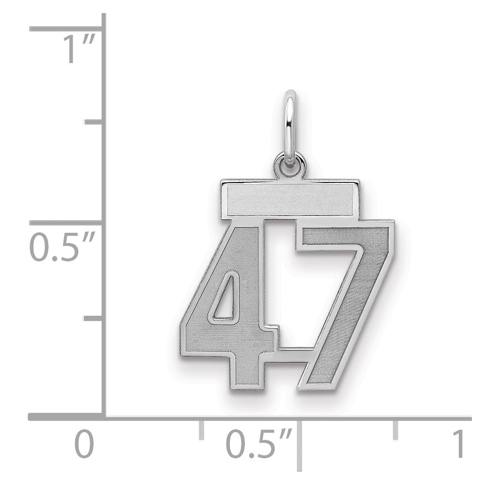 Sterlingsilber Silber/rhodiniert Satiniert Zahl 47 Charm