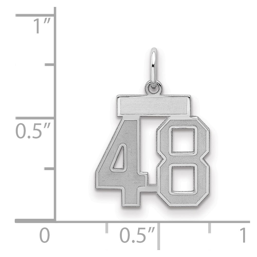 Sterlingsilber Silber/rhodiniert Satiniert Zahl 48 Charm