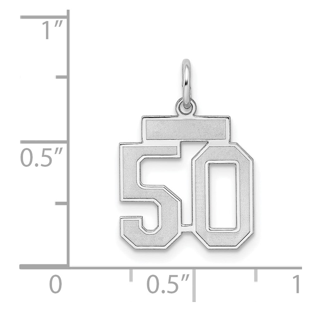 Sterlingsilber Silber/rhodiniert Satiniert Zahl 50 Charm