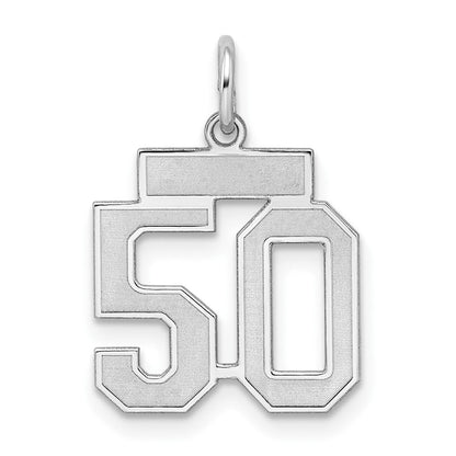 Sterlingsilber Silber/rhodiniert Satiniert Zahl 50 Charm