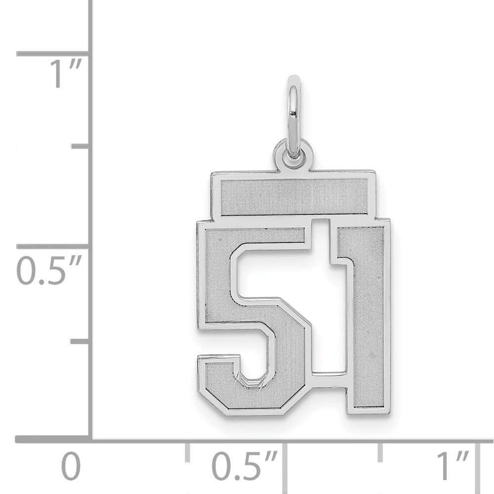 Sterlingsilber Silber/rhodiniert Satiniert Zahl 51 Charm