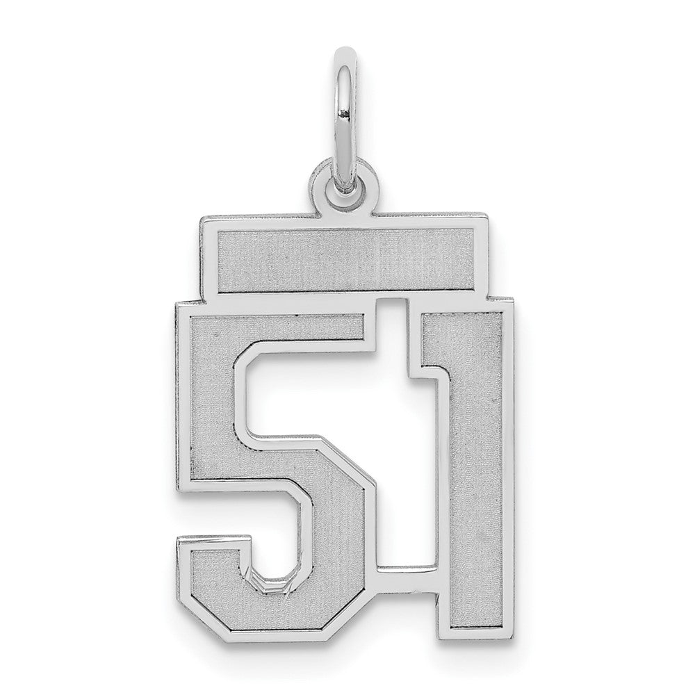 Sterlingsilber Silber/rhodiniert Satiniert Zahl 51 Charm