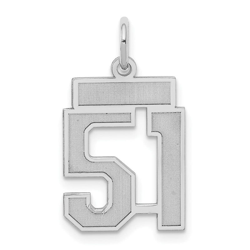 Sterlingsilber Silber/rhodiniert Satiniert Zahl 51 Charm