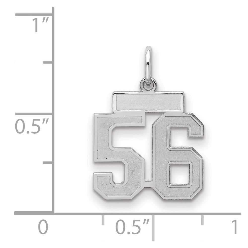Sterlingsilber Silber/rhodiniert Satiniert Zahl 56 Charm
