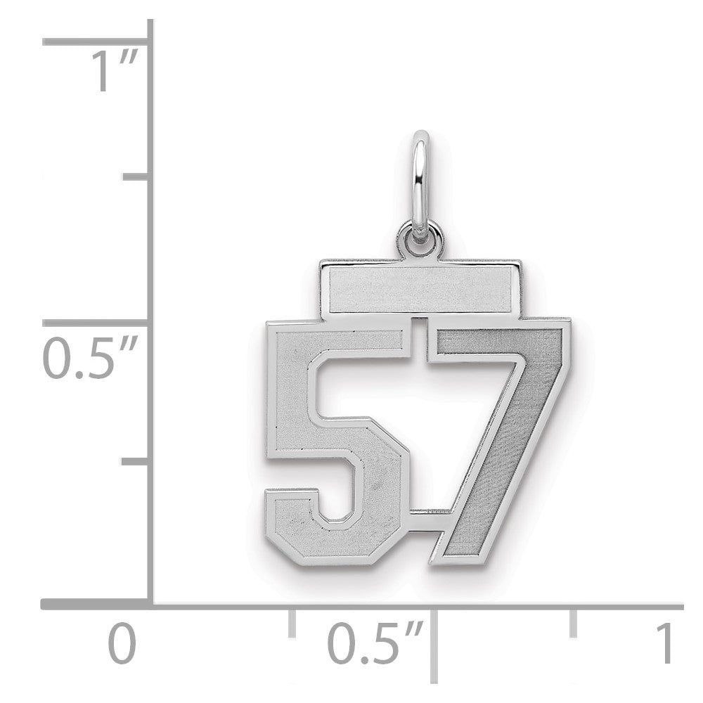 Sterlingsilber Silber/rhodiniert Satiniert Zahl 57 Charm