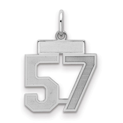 Sterlingsilber Silber/rhodiniert Satiniert Zahl 57 Charm