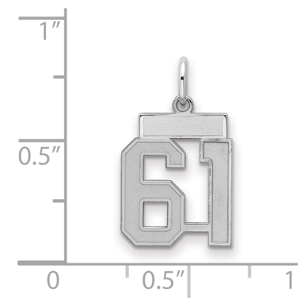 Sterlingsilber Silber/rhodiniert Satiniert Zahl 61 Charm
