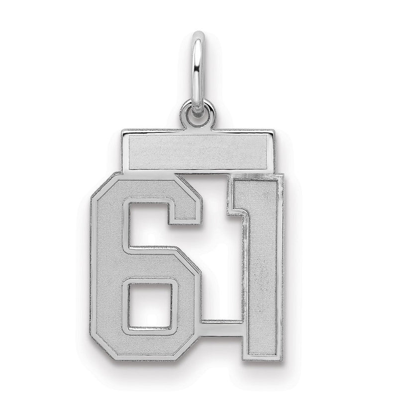 Sterlingsilber Silber/rhodiniert Satiniert Zahl 61 Charm
