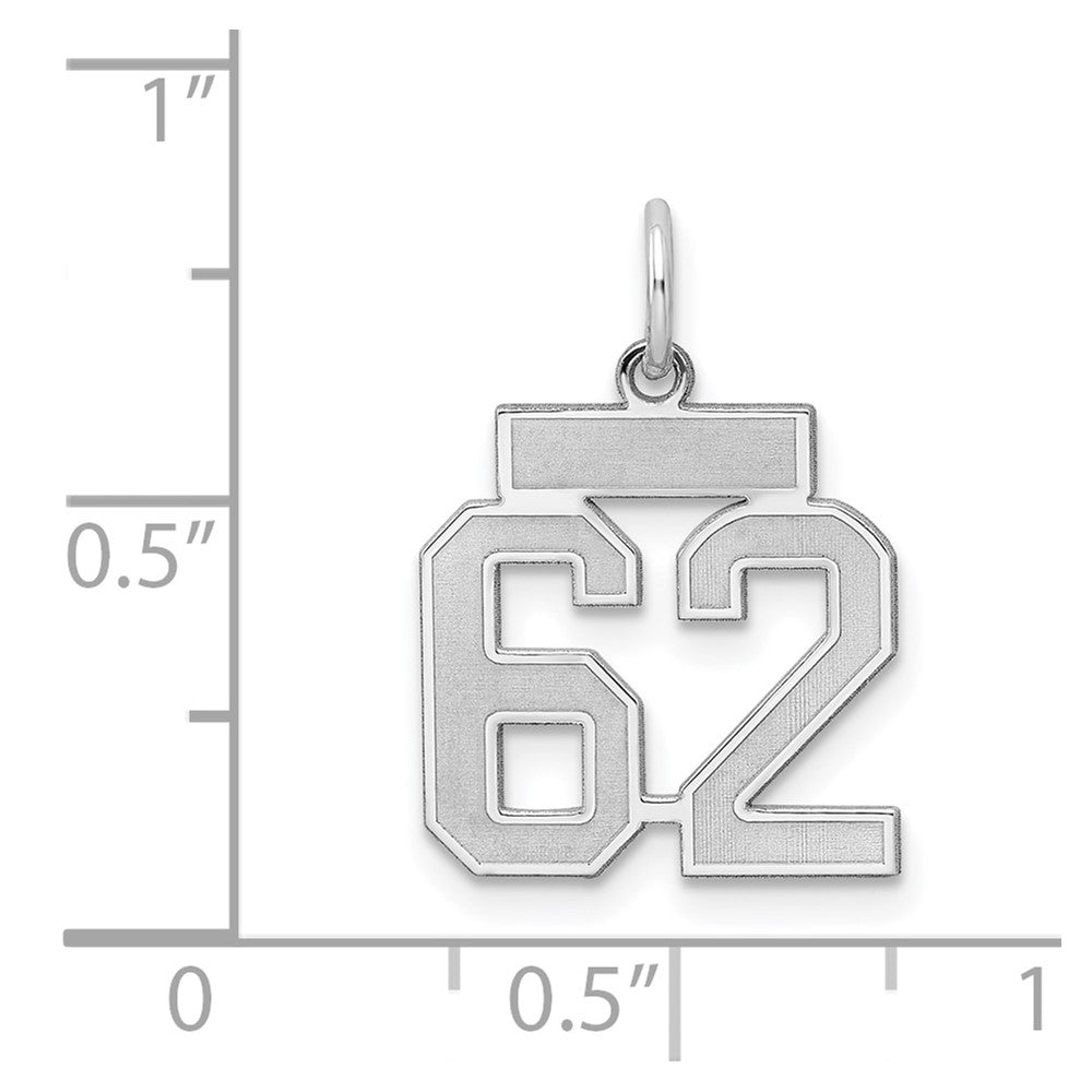 Sterlingsilber Silber/rhodiniert Satiniert Zahl 62 Charm