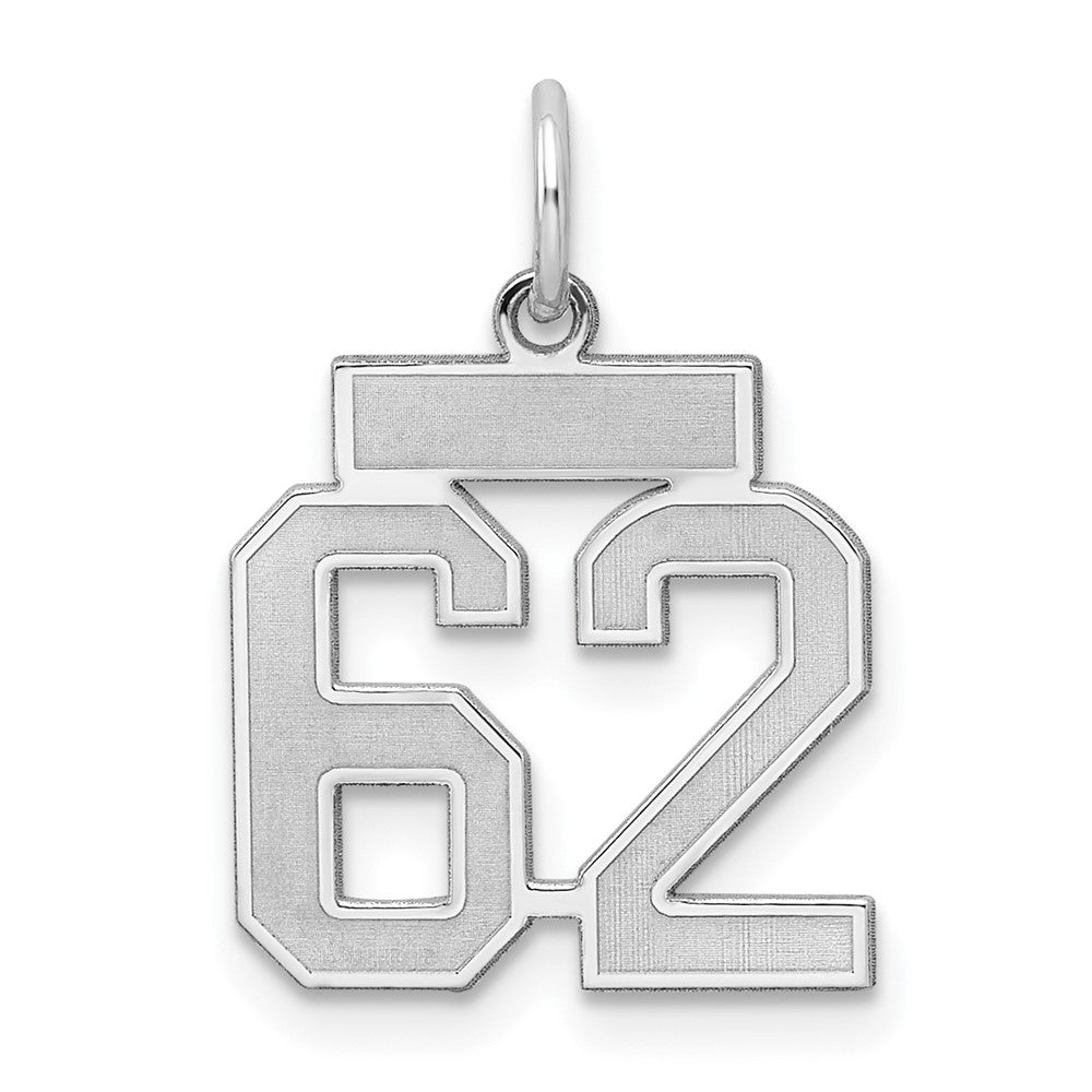 Sterlingsilber Silber/rhodiniert Satiniert Zahl 62 Charm