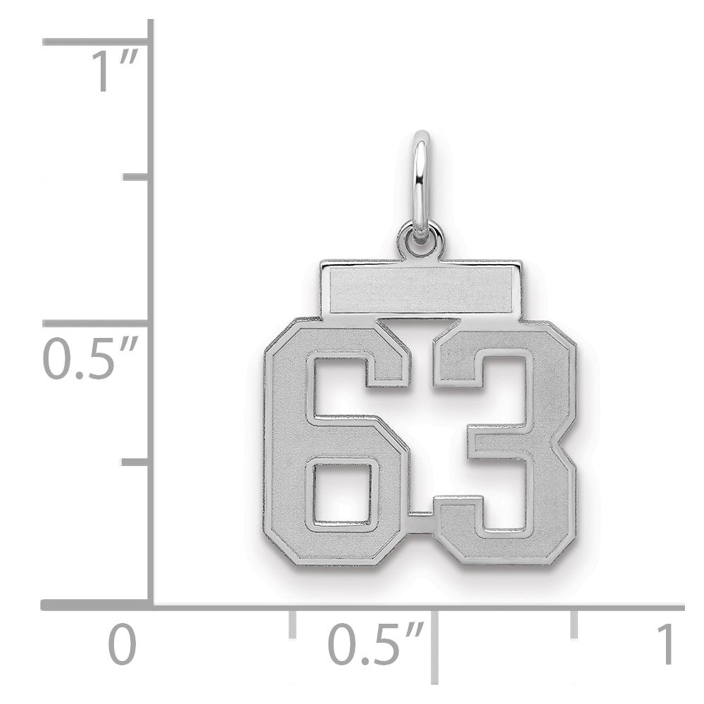 Sterlingsilber Silber/rhodiniert Satiniert Zahl 63 Charm