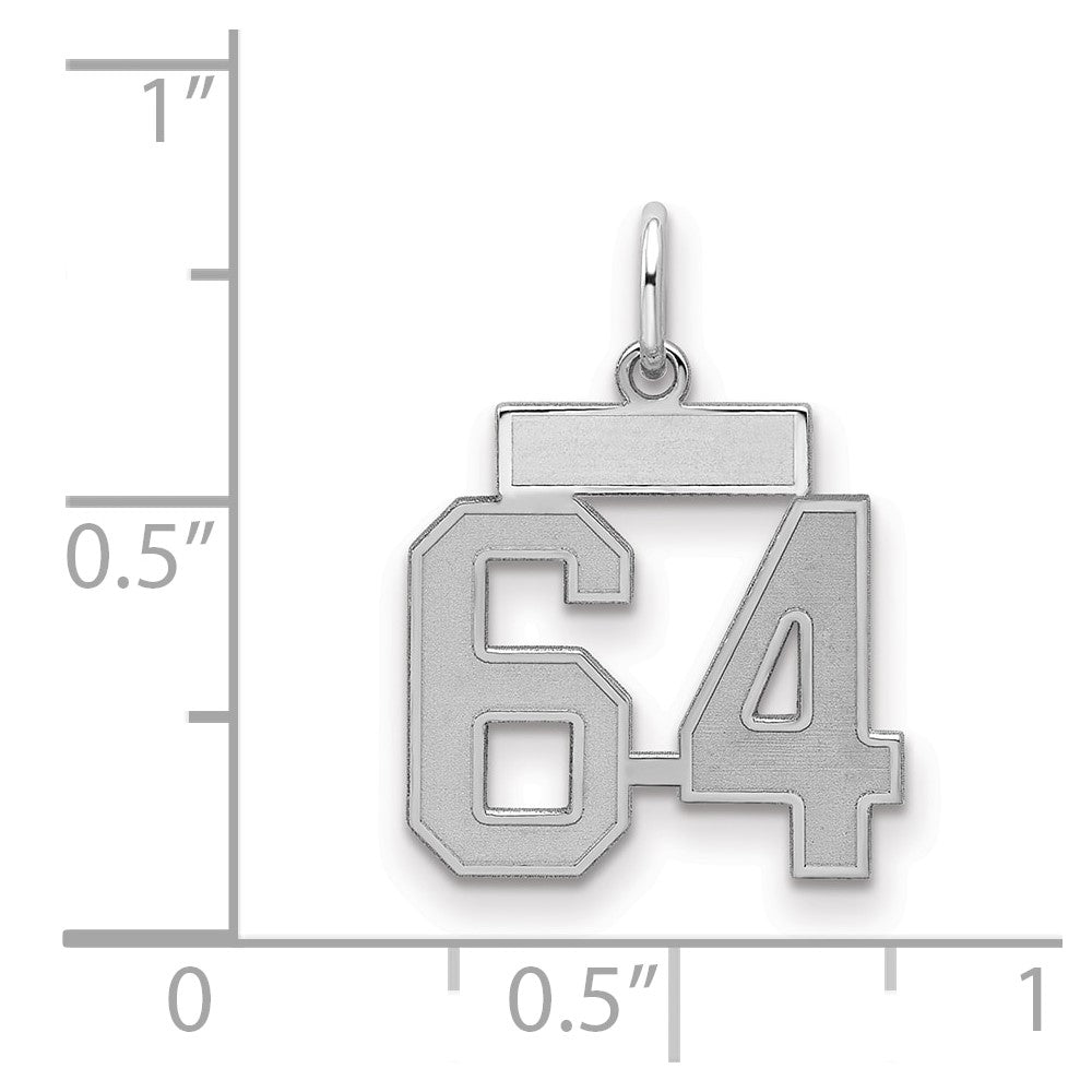 Sterlingsilber Silber/rhodiniert Satiniert Zahl 64 Charm