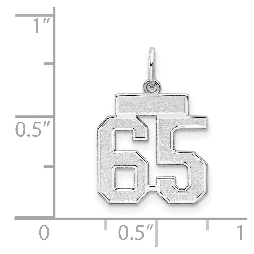 Sterlingsilber Silber/rhodiniert Satiniert Zahl 65 Charm