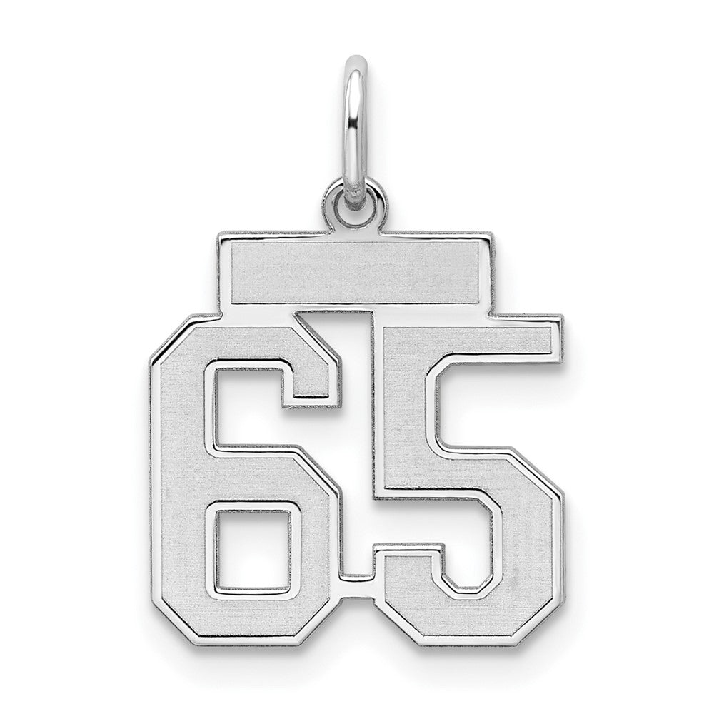 Sterlingsilber Silber/rhodiniert Satiniert Zahl 65 Charm