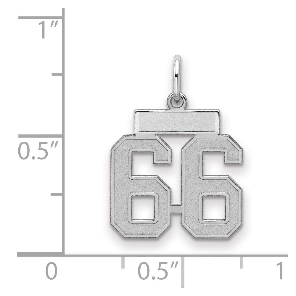 Sterlingsilber Silber/rhodiniert Satiniert Zahl 66 Charm