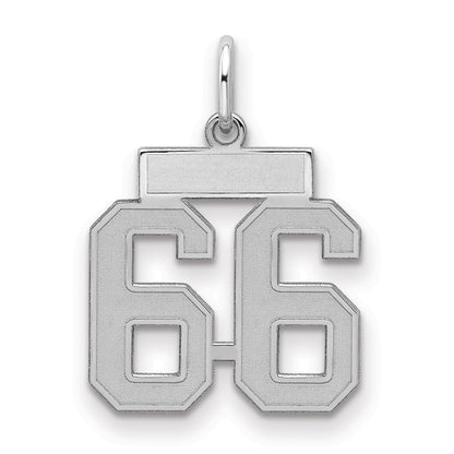 Sterlingsilber Silber/rhodiniert Satiniert Zahl 66 Charm