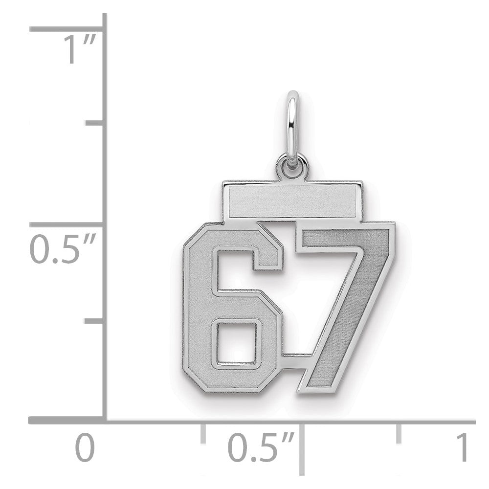 Sterlingsilber Silber/rhodiniert Satiniert Zahl 67 Charm
