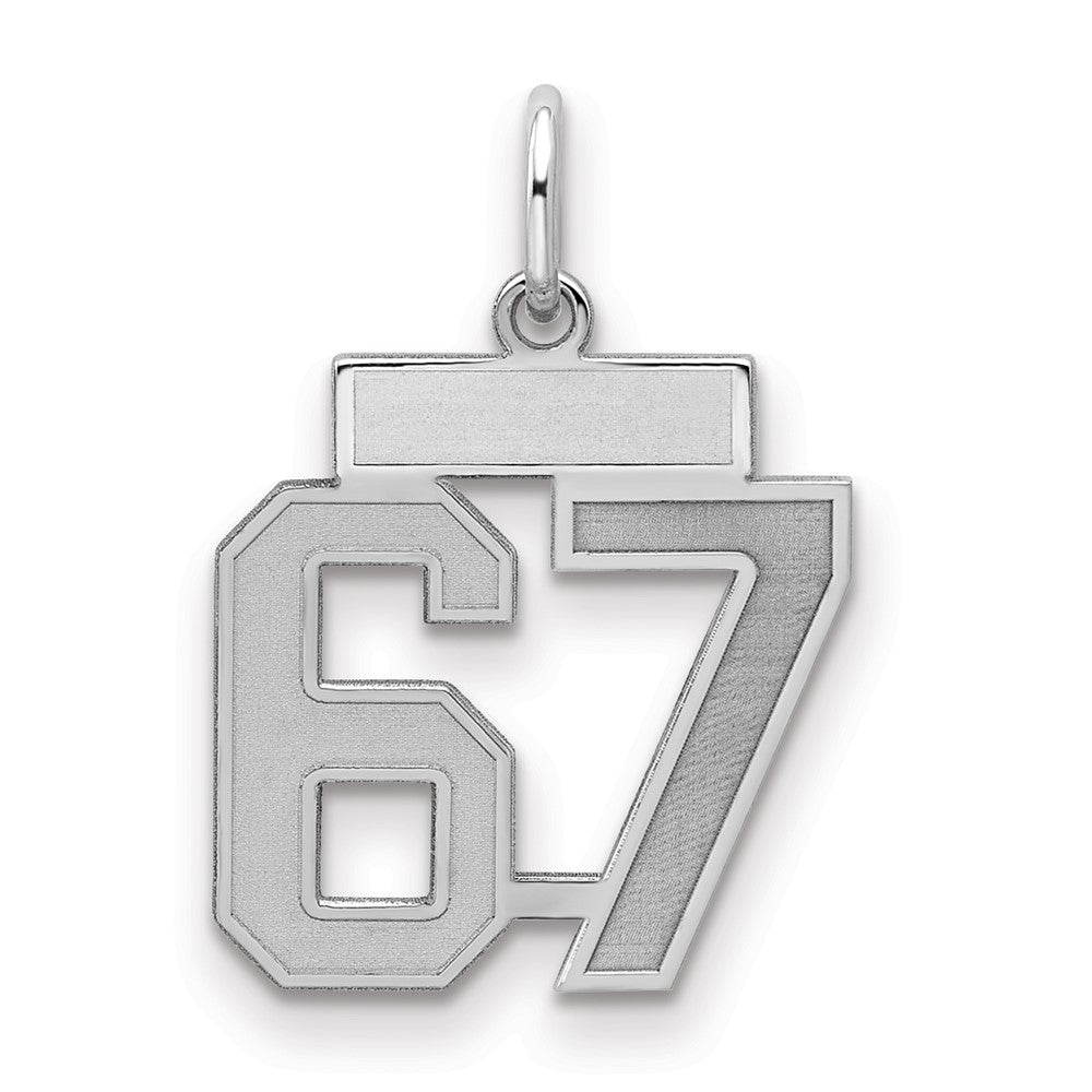 Sterlingsilber Silber/rhodiniert Satiniert Zahl 67 Charm