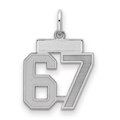 Sterlingsilber Silber/rhodiniert Satiniert Zahl 67 Charm