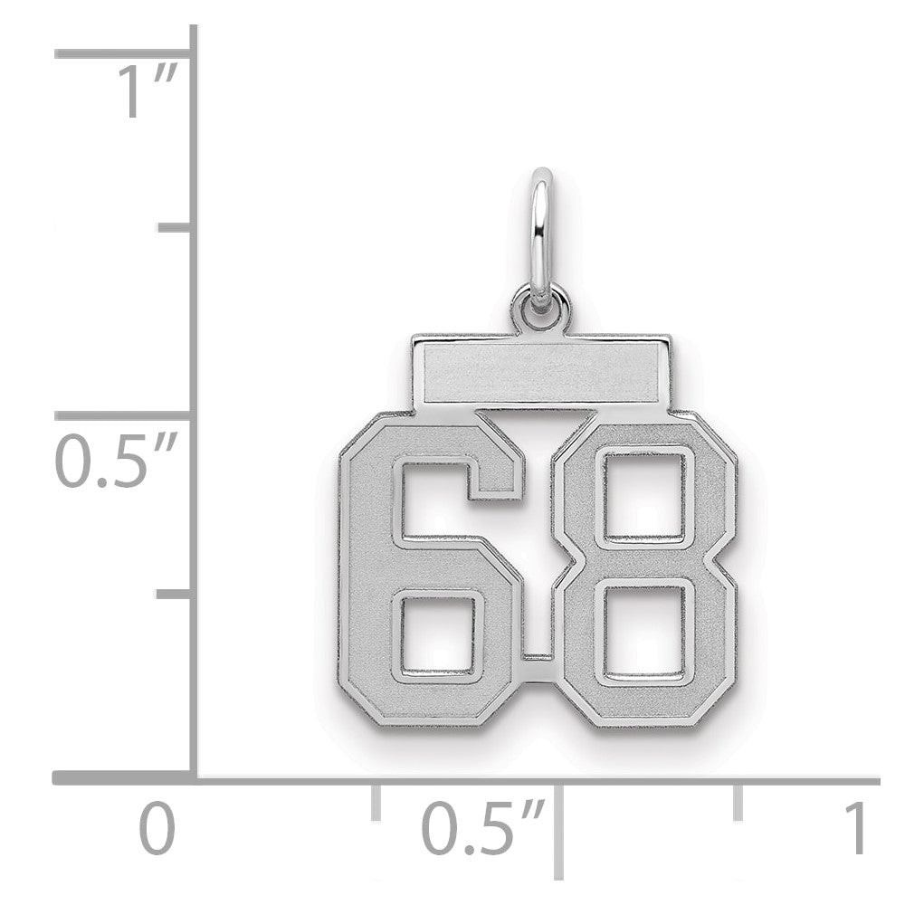 Sterlingsilber Silber/rhodiniert Satiniert Zahl 68 Charm