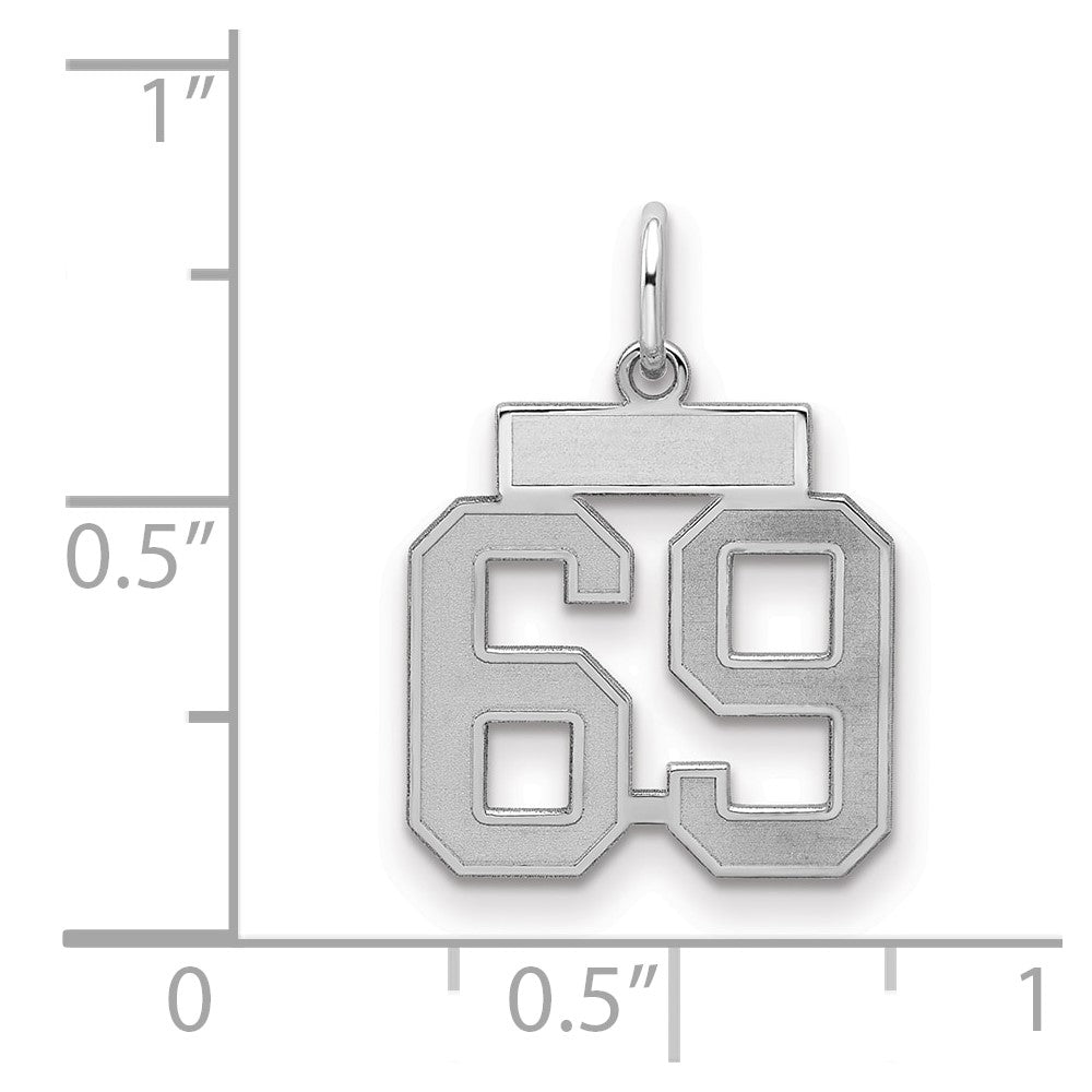 Sterlingsilber Silber/rhodiniert Satiniert Zahl 69 Charm