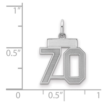 Sterlingsilber Silber/rhodiniert Satiniert Zahl 70 Charm