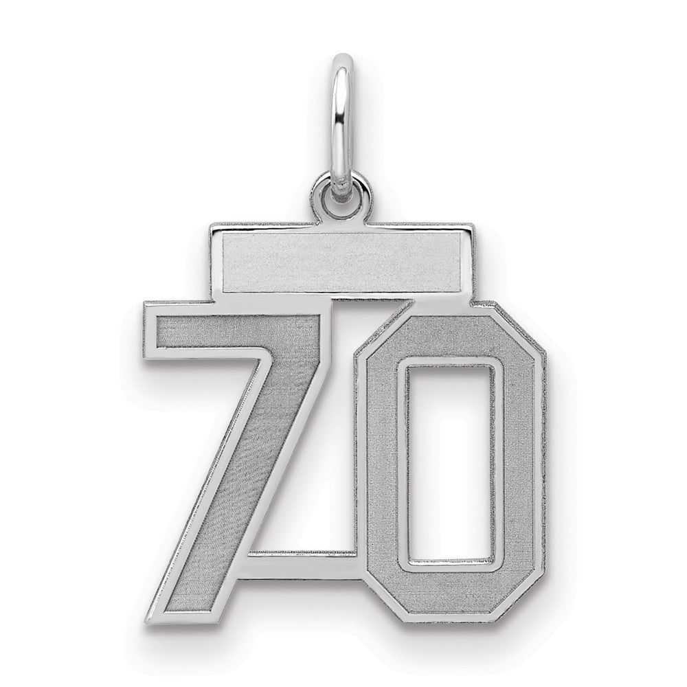 Sterlingsilber Silber/rhodiniert Satiniert Zahl 70 Charm