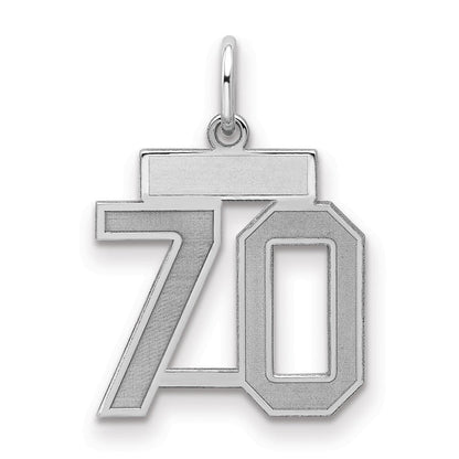 Sterlingsilber Silber/rhodiniert Satiniert Zahl 70 Charm