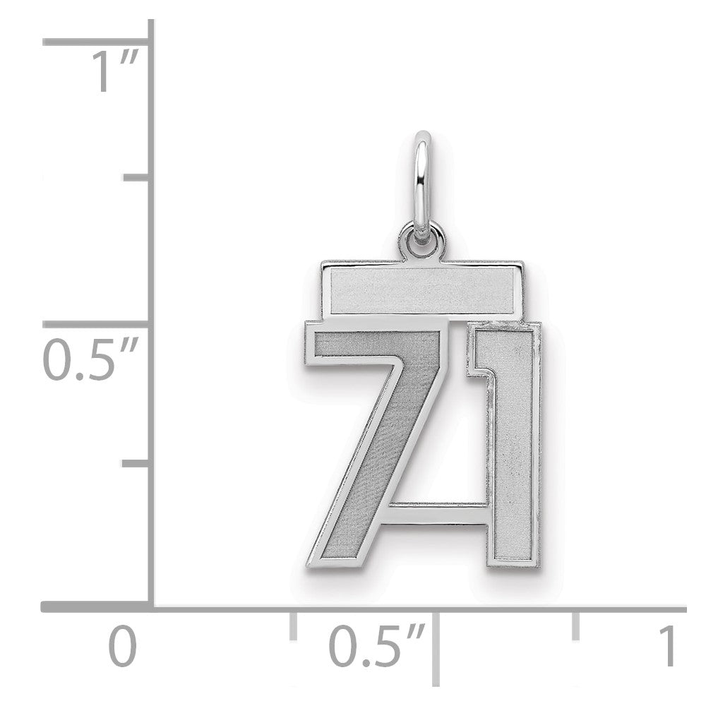 Sterlingsilber Silber/rhodiniert Satiniert Zahl 71 Charm