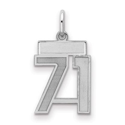 Sterlingsilber Silber/rhodiniert Satiniert Zahl 71 Charm