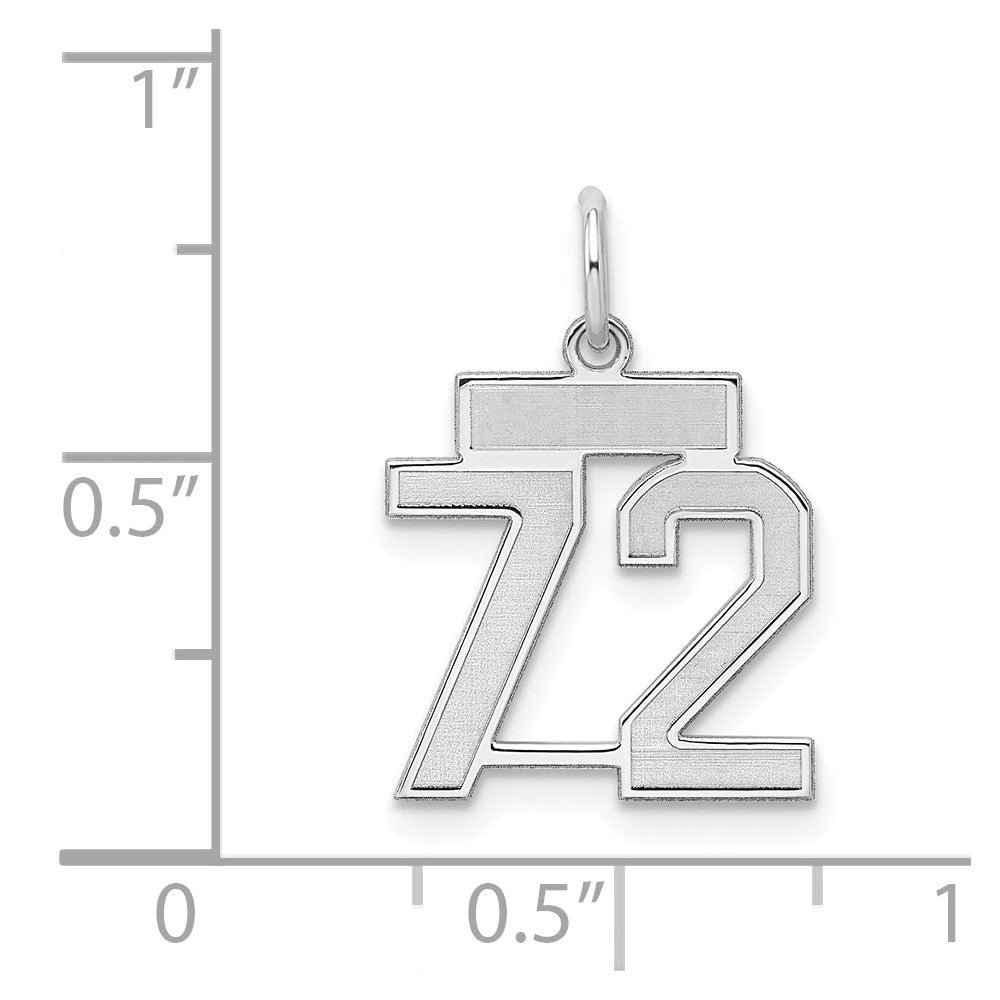 Sterlingsilber Silber/rhodiniert Satiniert Zahl 72 Charm