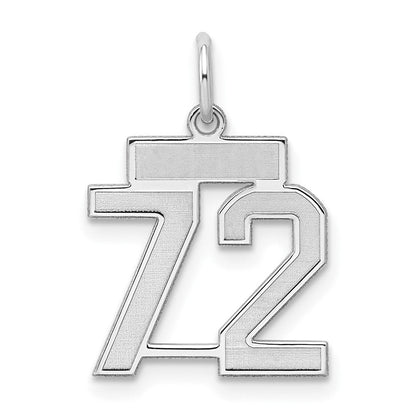 Sterlingsilber Silber/rhodiniert Satiniert Zahl 72 Charm