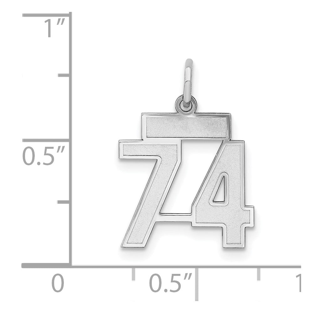 Sterlingsilber Silber/rhodiniert Satiniert Zahl 74 Charm