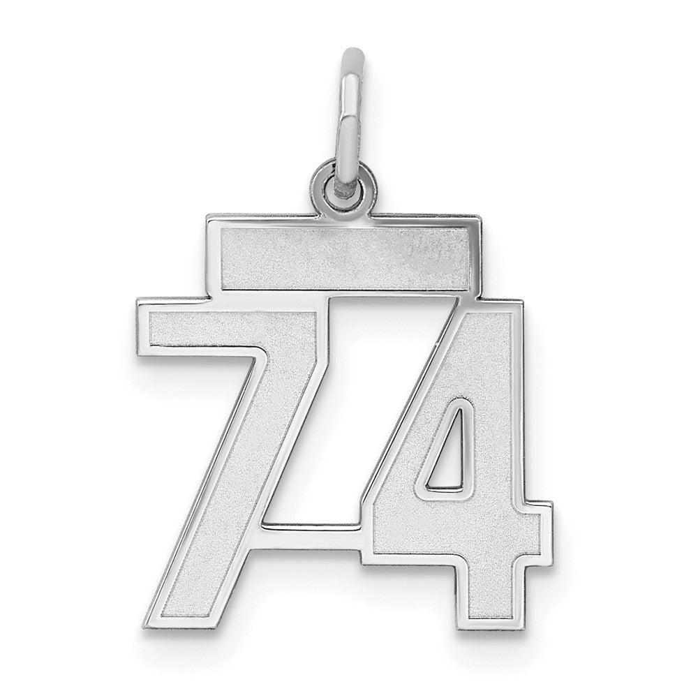 Sterlingsilber Silber/rhodiniert Satiniert Zahl 74 Charm
