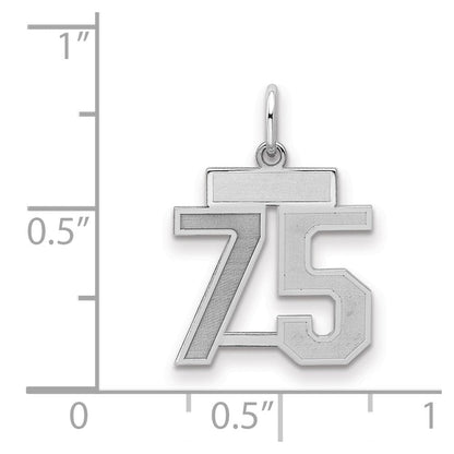 Sterlingsilber Silber/rhodiniert Satiniert Zahl 75 Charm