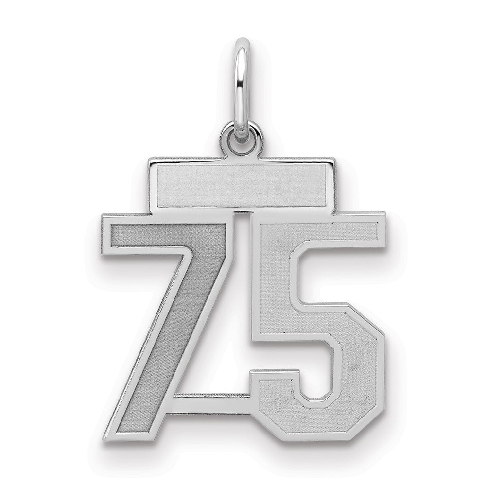 Sterlingsilber Silber/rhodiniert Satiniert Zahl 75 Charm