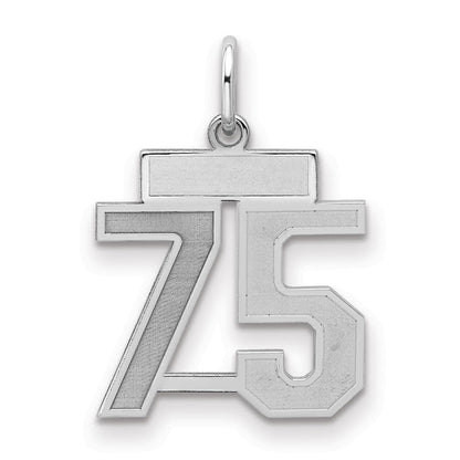 Sterlingsilber Silber/rhodiniert Satiniert Zahl 75 Charm